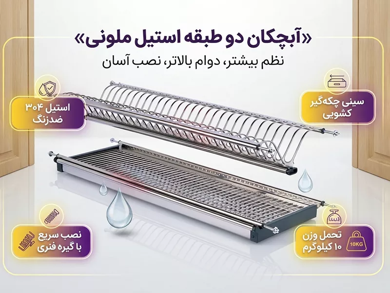 آبچکان دو طبقه استیل داخل کابینت ملونی 9288 - 9290 - 9292