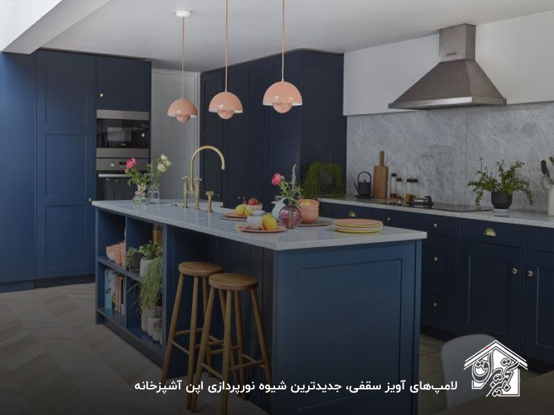نورپردازی اپن آشپزخانه با چراغ ال ای دی خطی