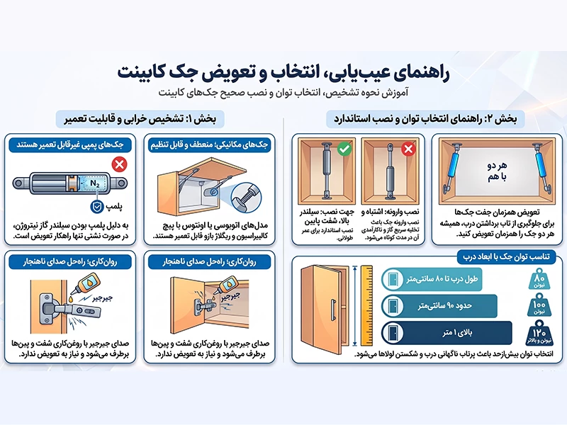 راهنمای جامع تعمیر و تعویض جک کابینت