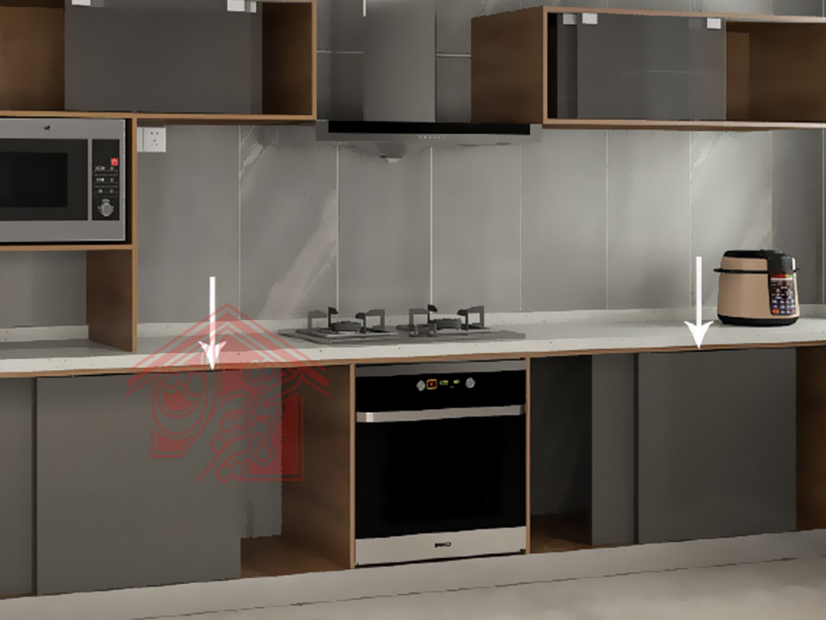 مکانیـزم تاپ لاین 3 دو درب توکار چوبی بدون پروفیل کف فانتونی