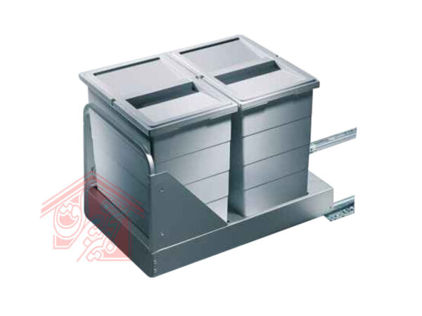 سطل زباله دوقلو داخل کابینت ریل از کف هایلو باتم مانت 240Q