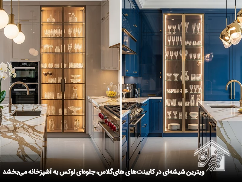 زیباترین مدل کابینت های گلاس 7
