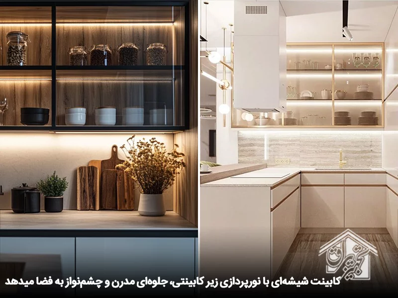 کابینت شیشه ای مدرن با درب دکوفیکس 5