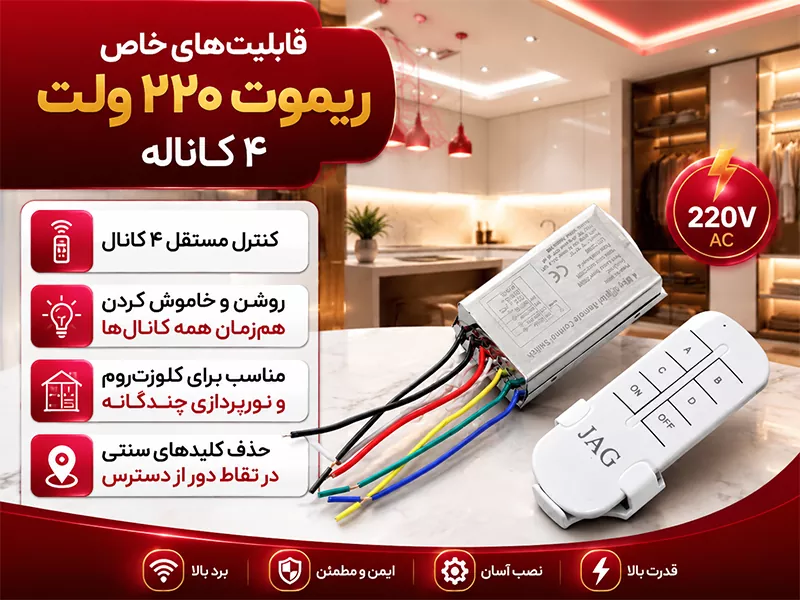 ریموت 220 ولت 4 کاناله
