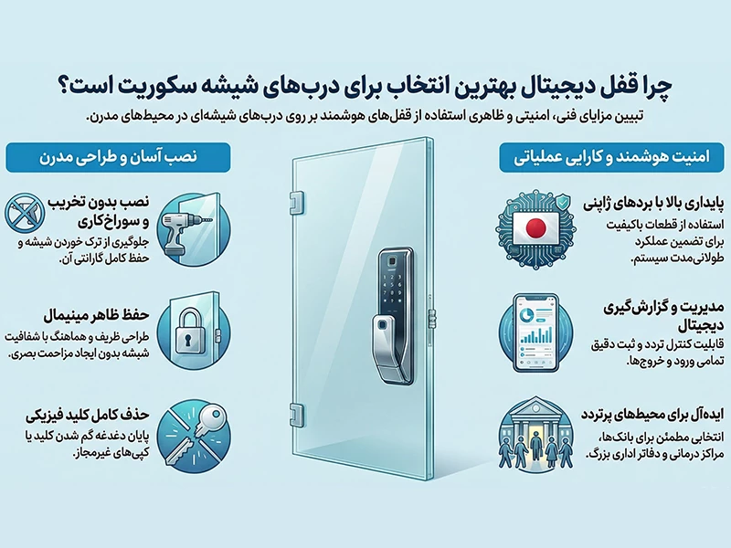 چرا قفل دیجیتال بهترین انتخاب برای درب شیشه سکوریت است