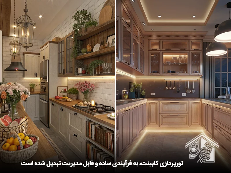 فرآیند نورپردازی کابینت