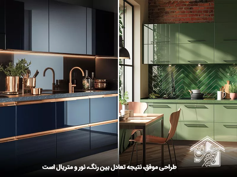 تعادل کابینت های گلاس بین رنگ نور و متریال