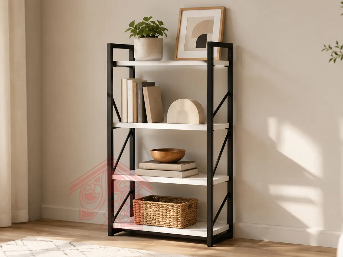 قفسه کتابخانه فلزی سفید