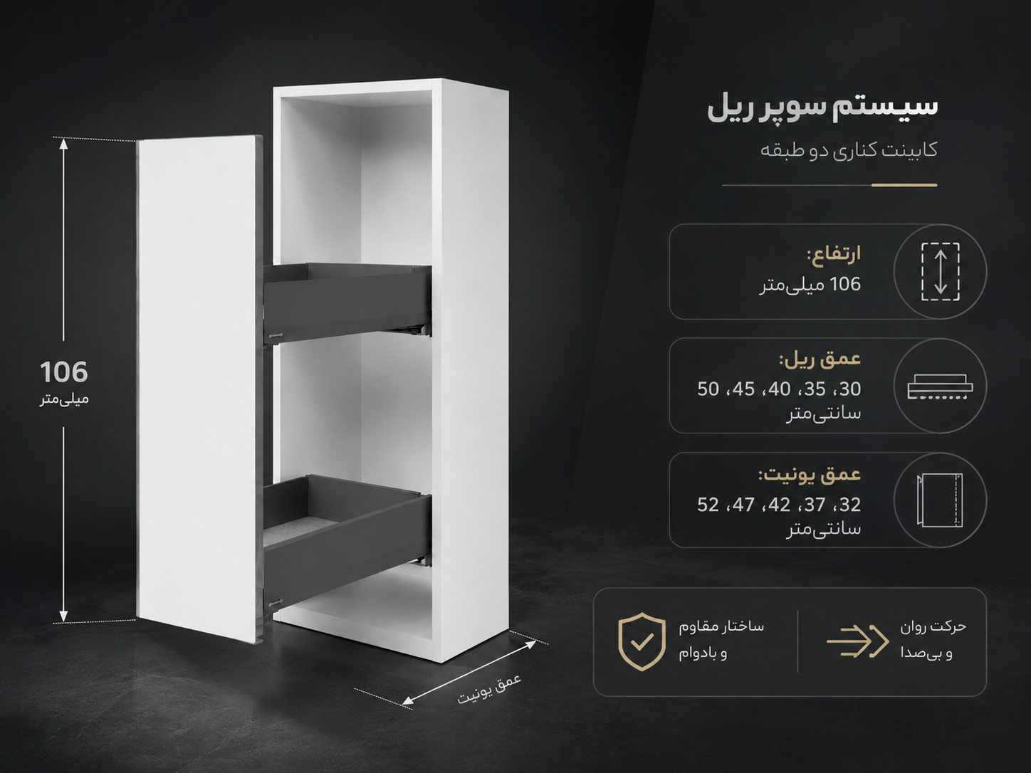 ابعاد و سایز سوپری جا ادویه اسلیم آرام بند فانتونی