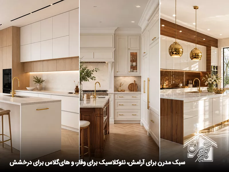 سه سبک کابینت سفید و چوب
