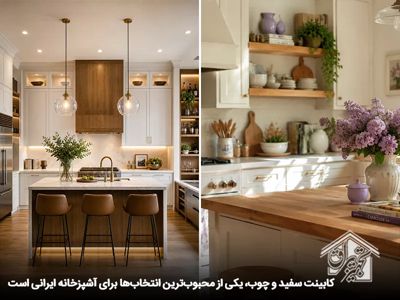 محبوبیت کابینت سفید و چوب