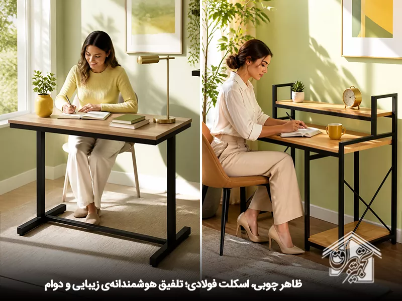 میز تحریر چوب و فلز