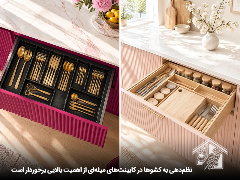 نظم دهی به کشو ها در کابینت میله ای