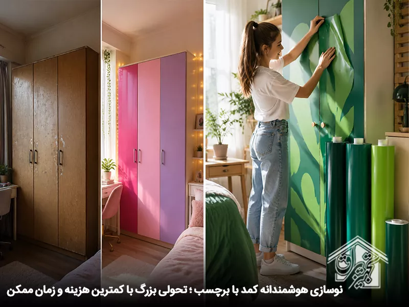نوسازی هوشمندانه با برچسب کمد دیواری چوبی قدیمی